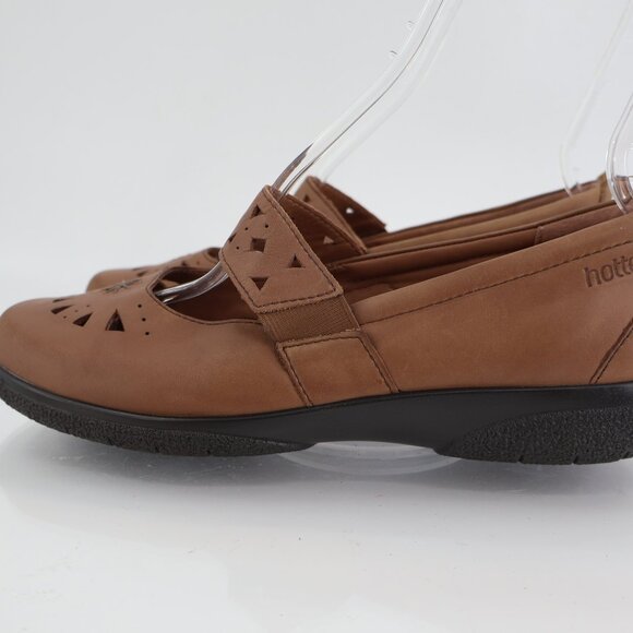 Hotter Sweet Women's Mary Jane Flats Size 11 Brown Leather Slip On Comfy Shoe - Picture 4 of 14